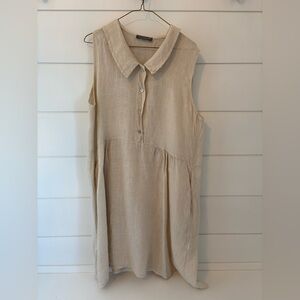 Italian Linen Beige Midi Dress